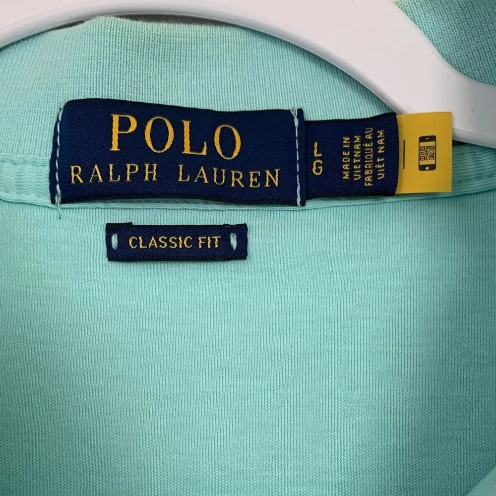 Polo by Ralph Lauren Classic Fit Men's Cotton Aqua Polo Shirt Size L